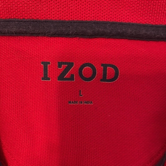 Mens Izod Brand Deep Red Short Sleeve Polo Shirt Size L - Picture 2 of 5